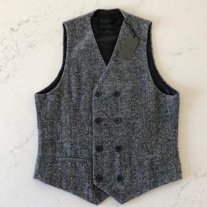 All Saints Grey Tweed double breasted vest